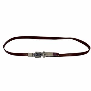 Michael Kors Skinny Brown Leather Belt - Silver Hardware